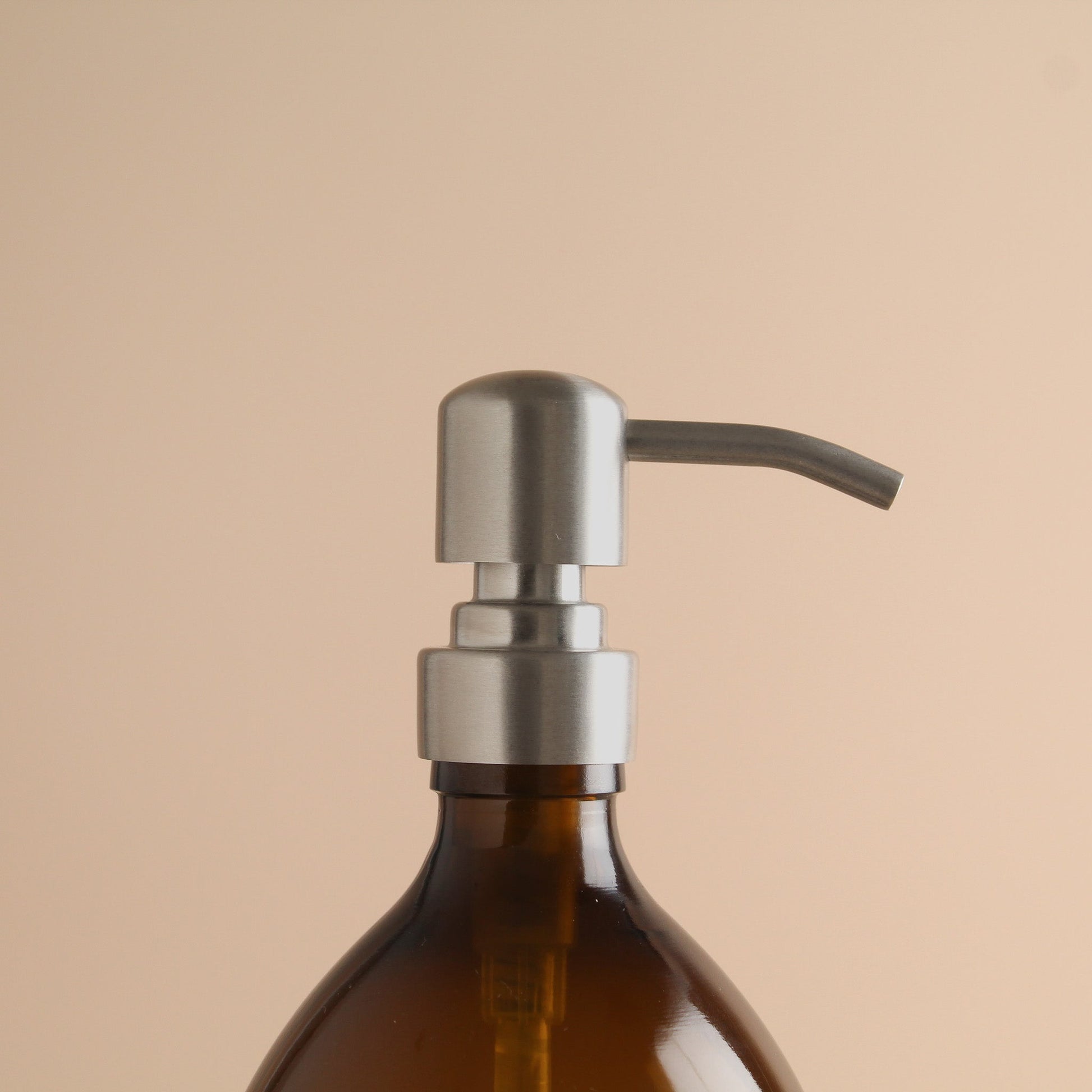 Namie Amber Glass Soap Dispenser Triple Set with Black Concrete Tray