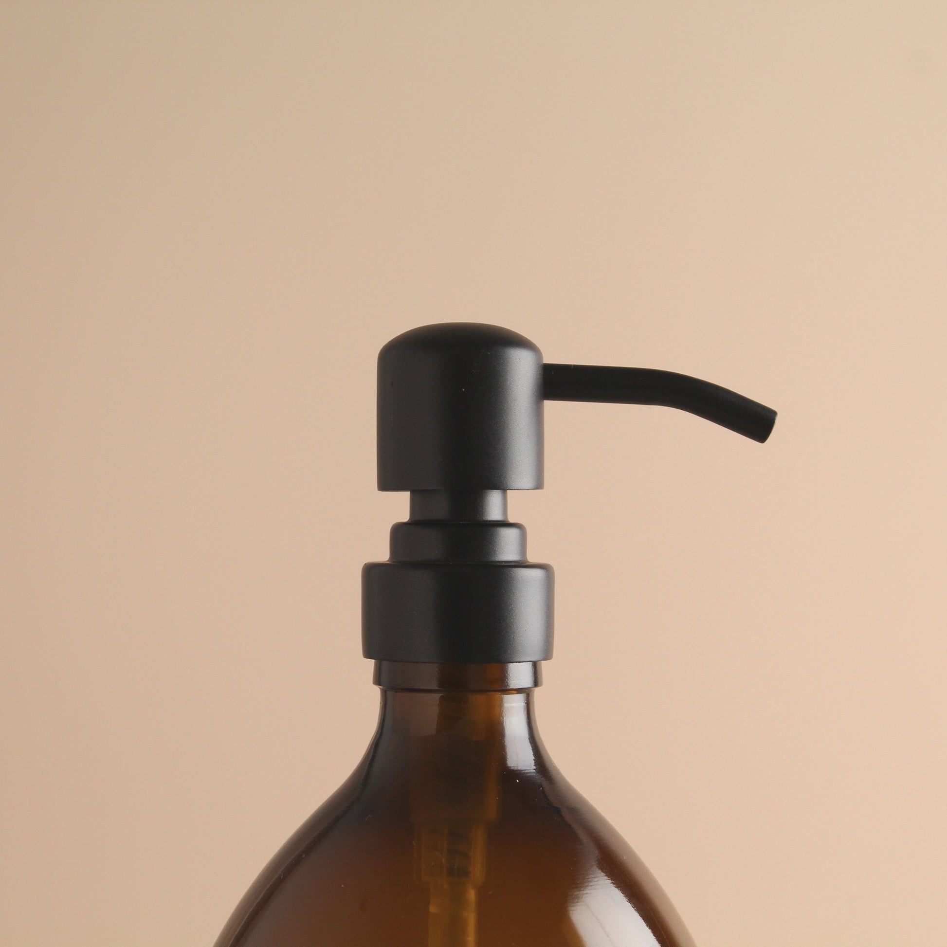 Namie Amber Glass Soap Dispenser Triple Set with White Concrete Tray