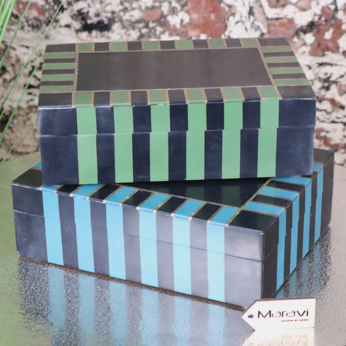 Panna Luxe Resin Jewellery Box in Blue or Green