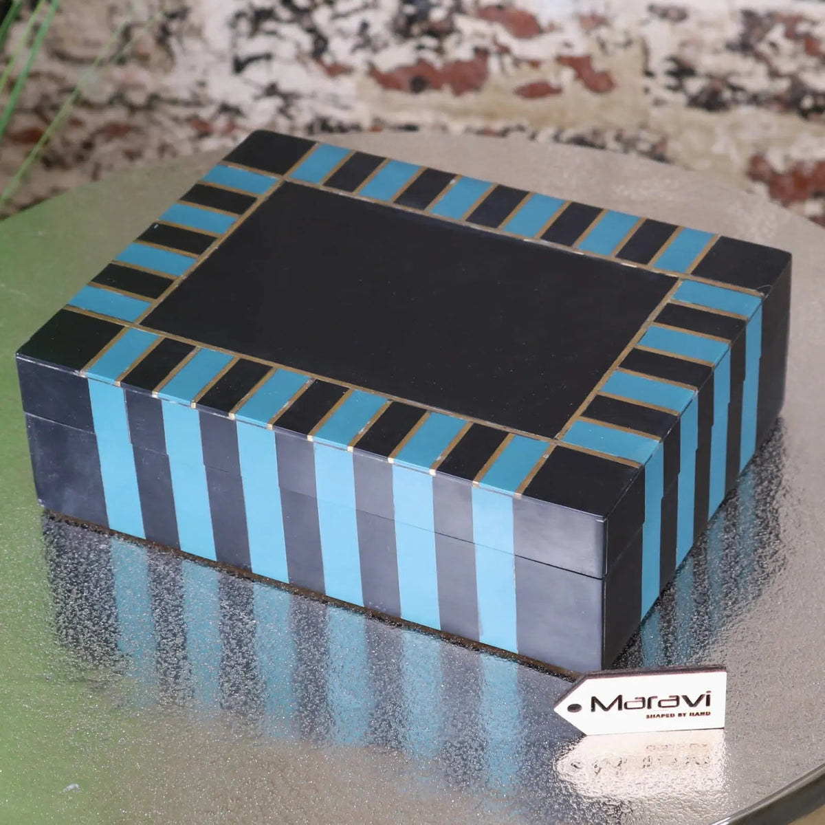 Panna Luxe Resin Jewellery Box in Blue or Green