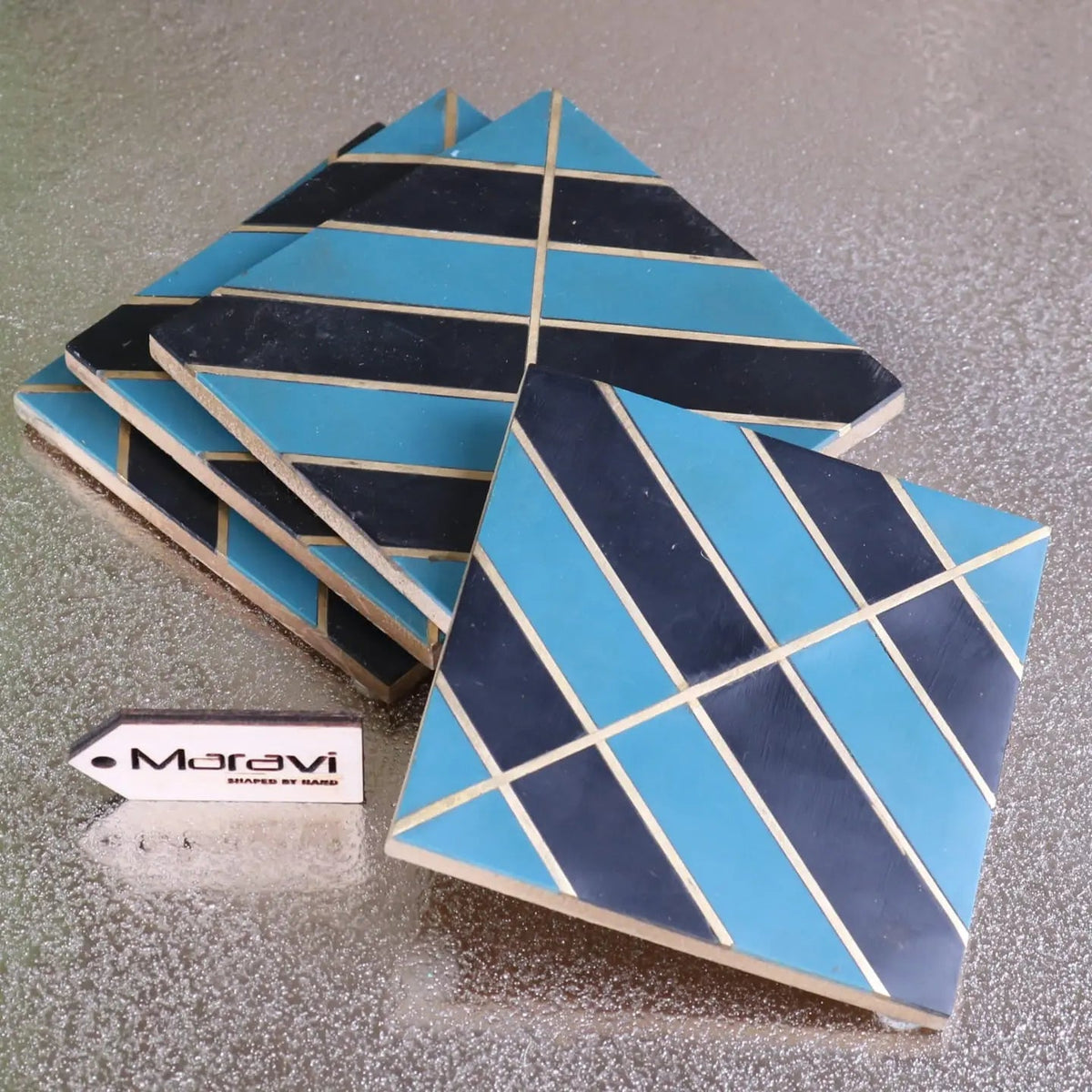 Panna Luxe Resin Coasters, Set of 4, Blue or Green