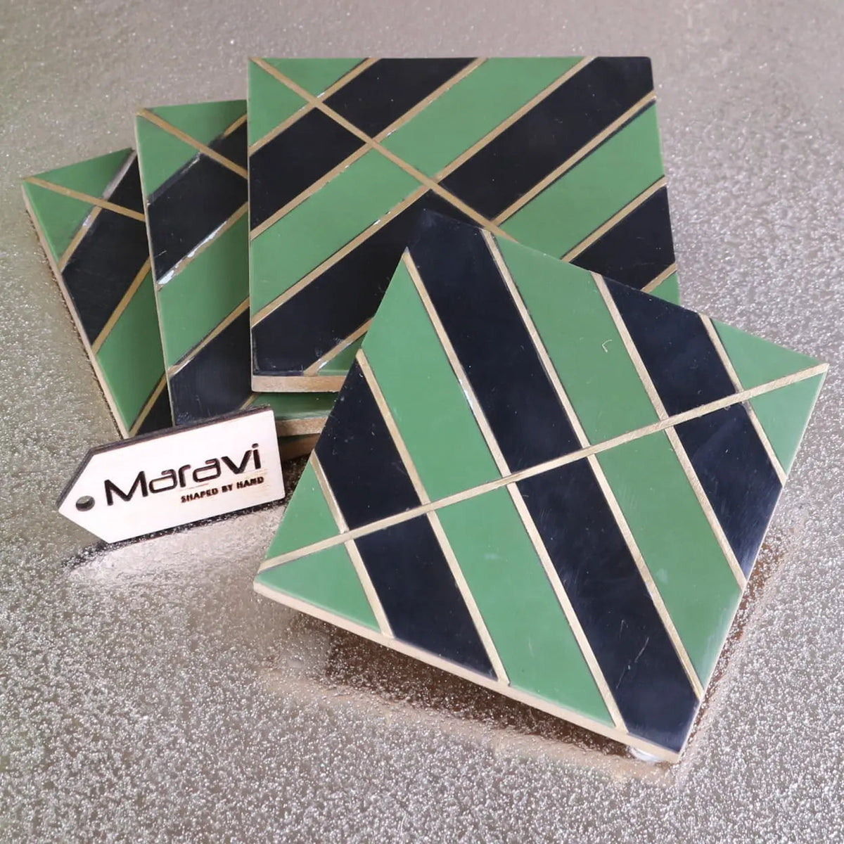 Panna Luxe Resin Coasters, Set of 4, Blue or Green