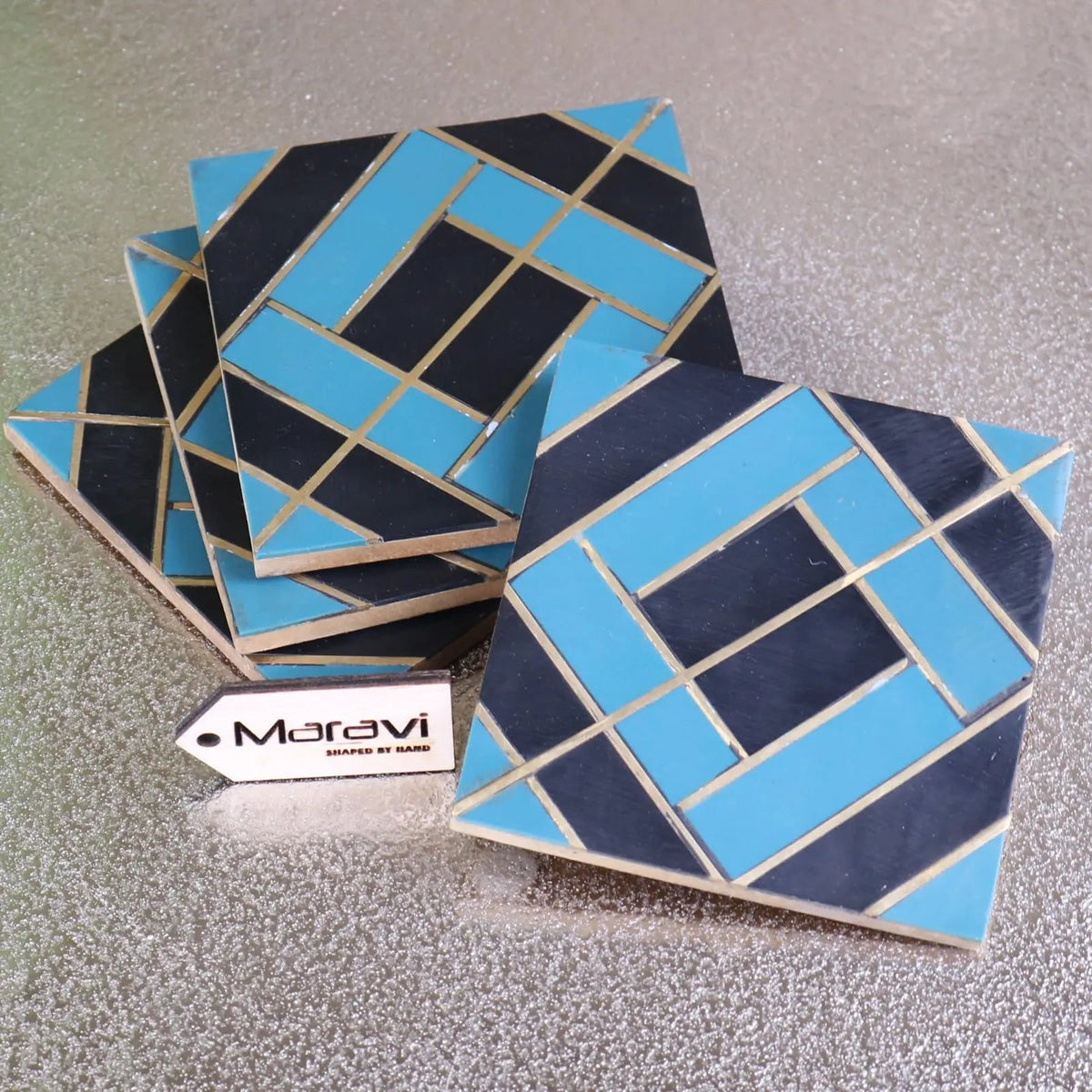 Panna Luxe Resin Coasters, Set of 4, Blue or Green