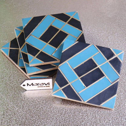 Panna Luxe Resin Coasters, Set of 4, Blue or Green