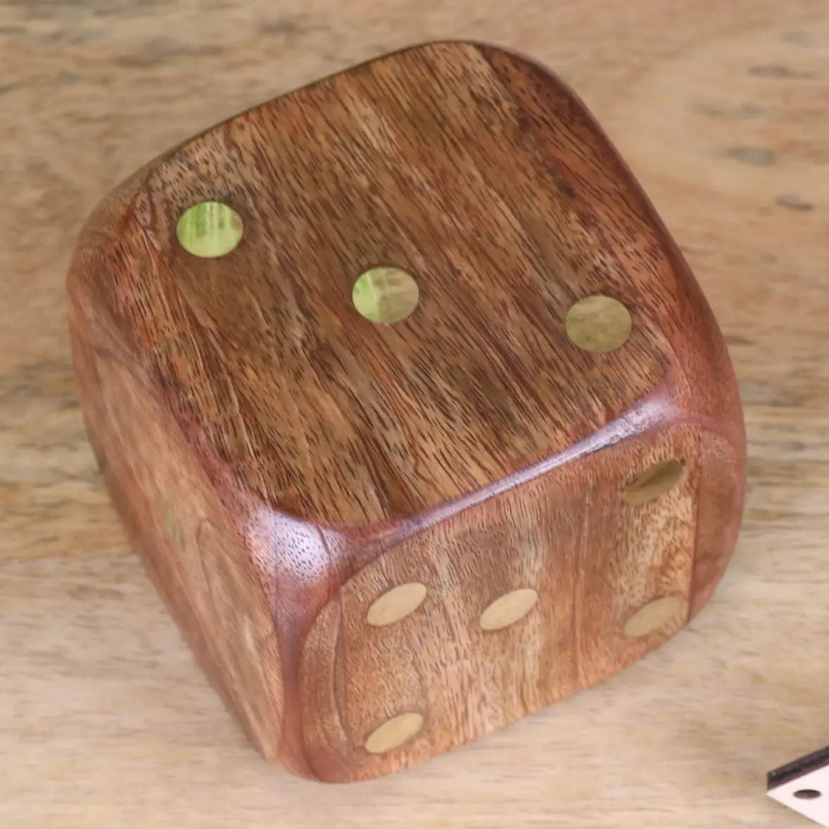 Aravali Mango Wood Decorative Dice with Brass Inlay 8 cm