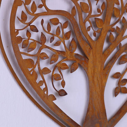 Neri Rustic Metal Heart Wind Chime with Tree of Life