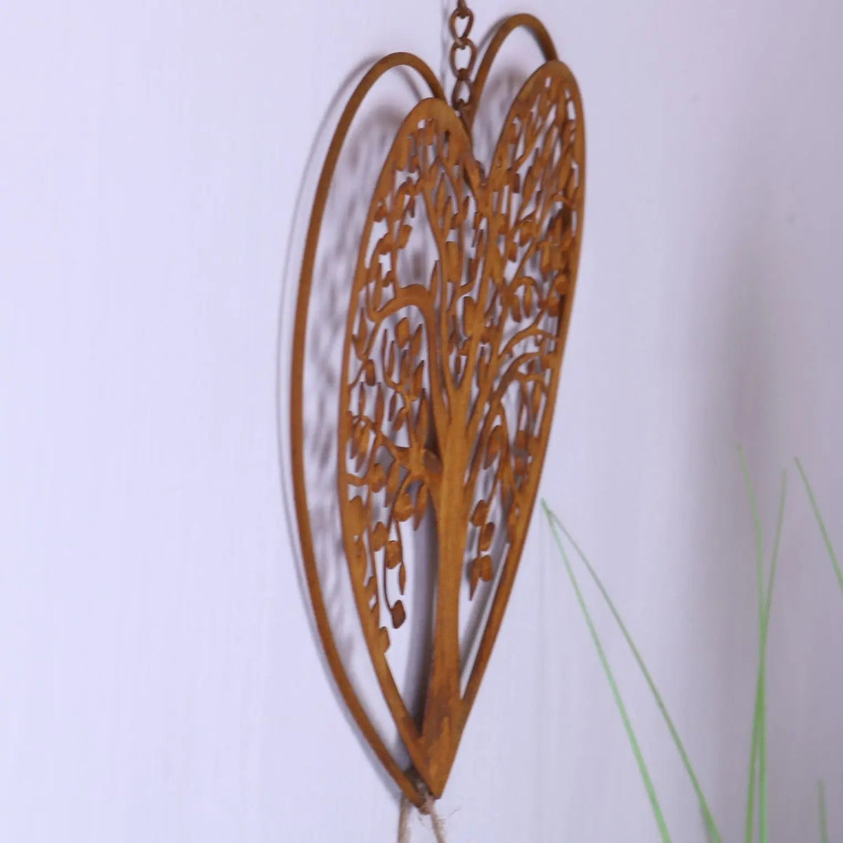 Neri Rustic Metal Heart Wind Chime with Tree of Life