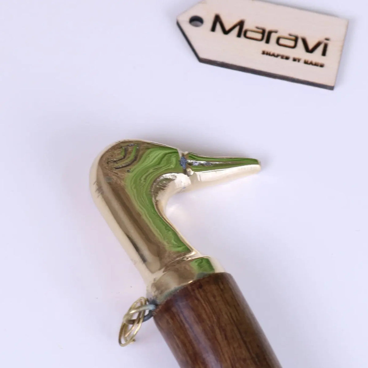 Naka Wood and Brass Long Shoe Horn 46 cm with Animal Top