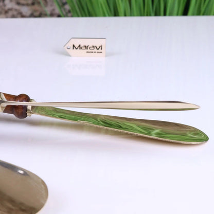 Naka Wood and Brass Long Shoe Horn 46 cm with Animal Top