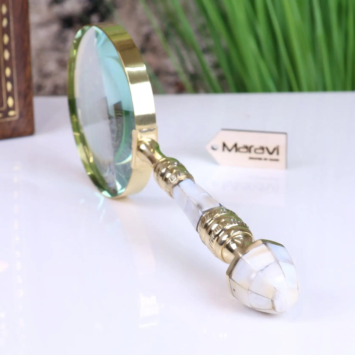 Yala Brass and Mother of Pearl Reading Magnifying Glass 10 cm
