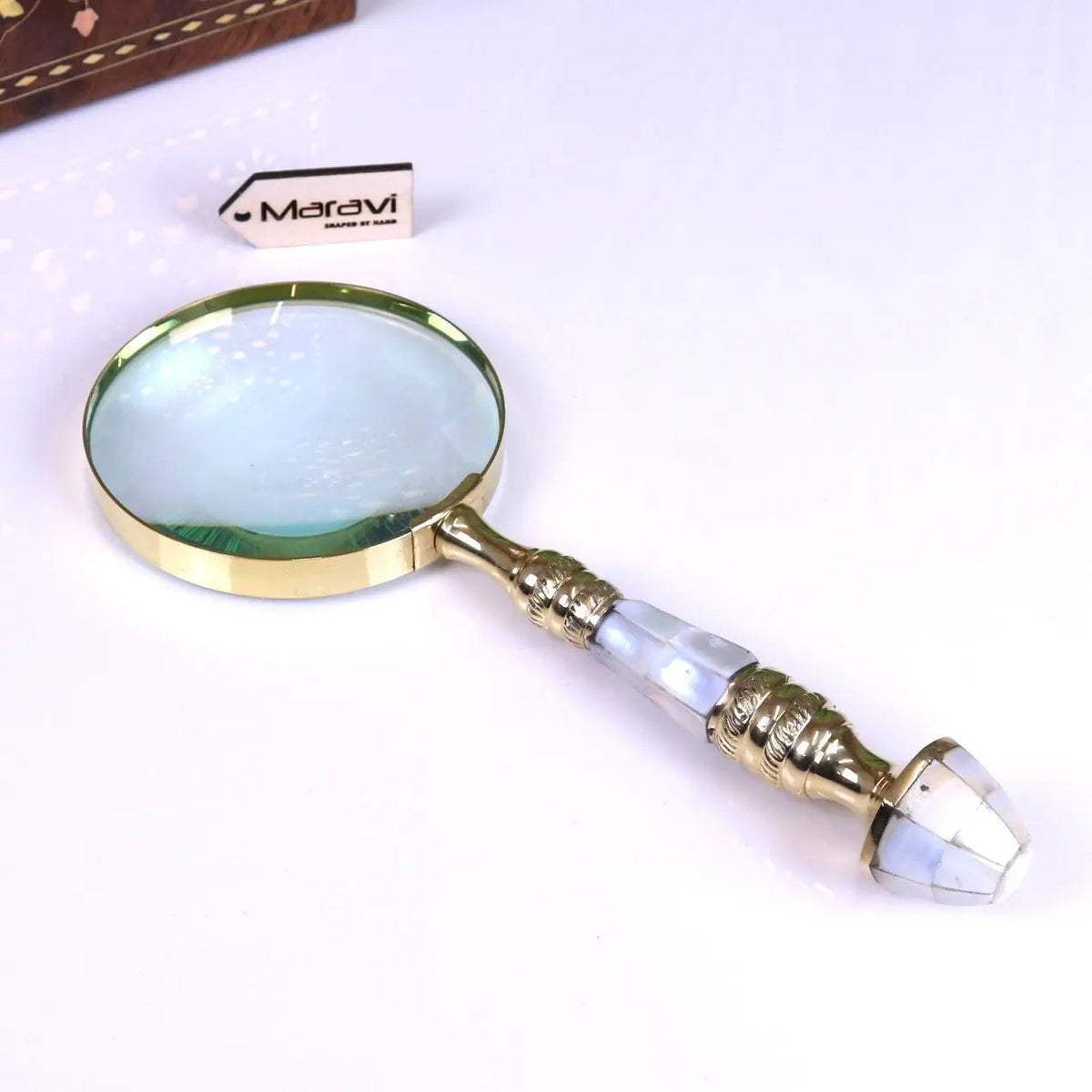 Yala Brass and Mother of Pearl Reading Magnifying Glass 10 cm