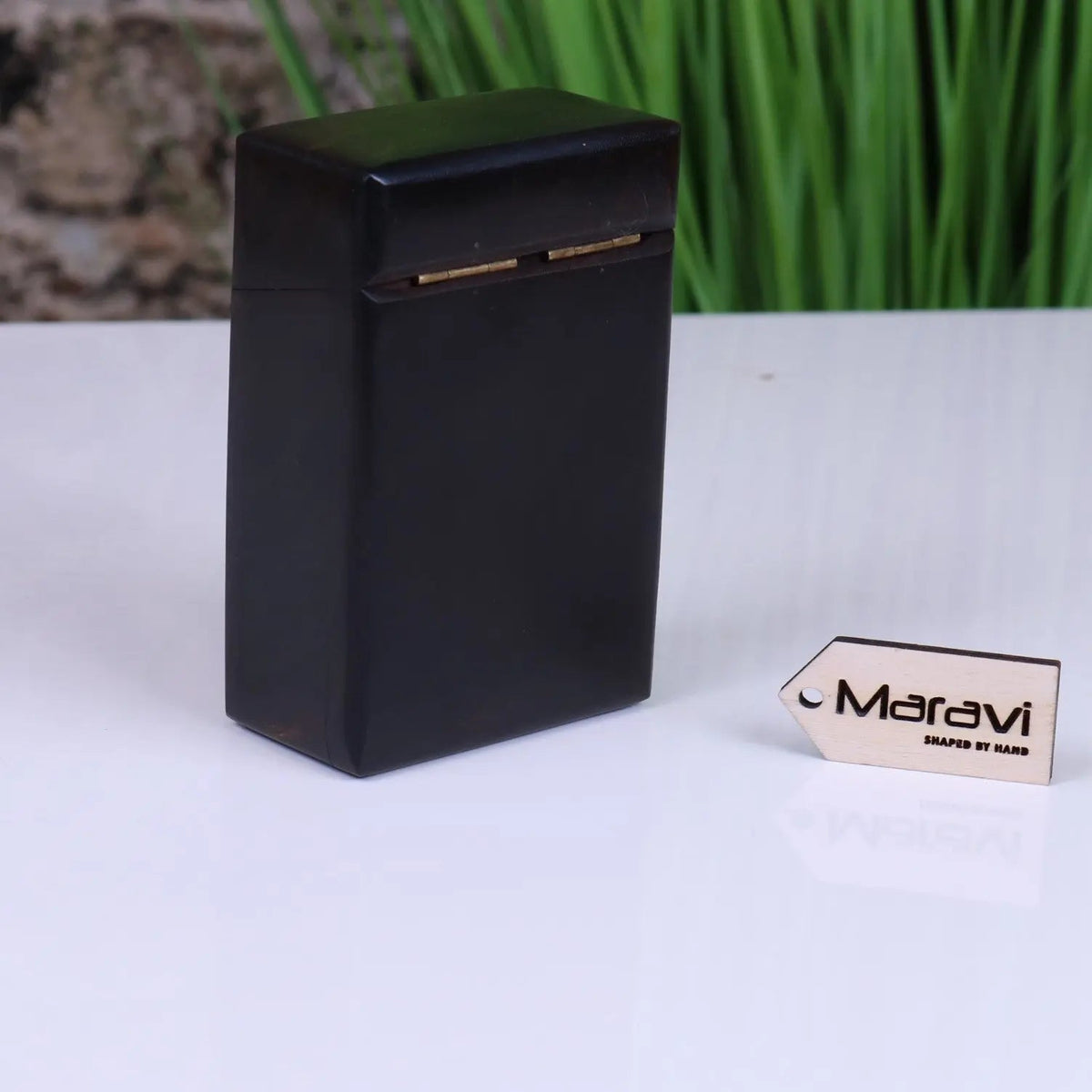 Harra Black Sheesham Wood Playing Card Box with Ace of Spades Inlay