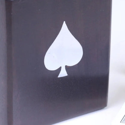 Harra Black Sheesham Wood Playing Card Box with Ace of Spades Inlay