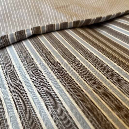 Dormitory Duncan Espresso Striped Cotton Duvet Cover, Pillowcases & Fitted Sheet