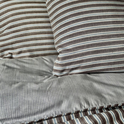 Dormitory Duncan Espresso Striped Cotton Duvet Cover, Pillowcases & Fitted Sheet