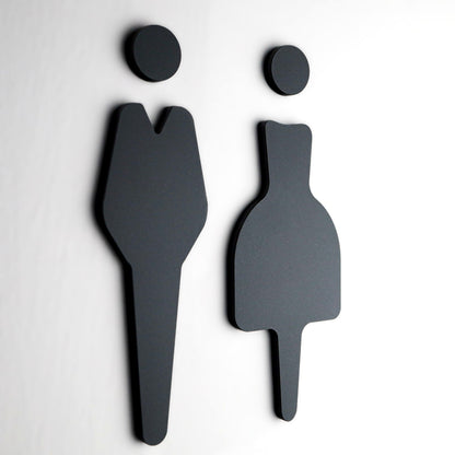 Toilet Door Sign Man Woman | Stone Texture Bathroom Wall Sign | Black Acrylic