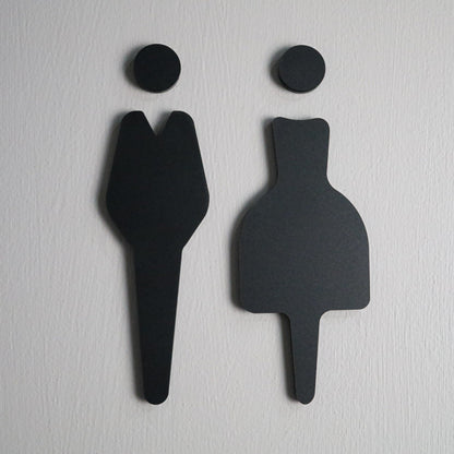 Toilet Door Sign Man Woman | Stone Texture Bathroom Wall Sign | Black Acrylic