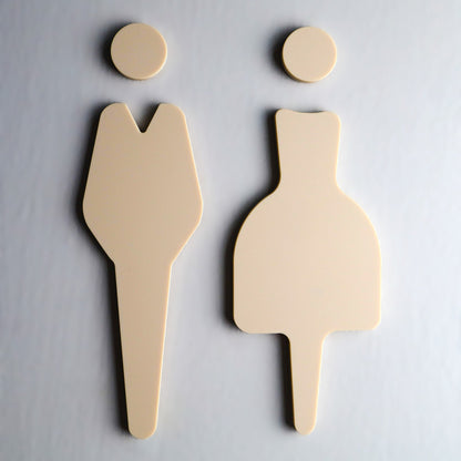 Toilet Door Sign Man Woman | Stone Texture Bathroom Wall Sign | Beige Acrylic