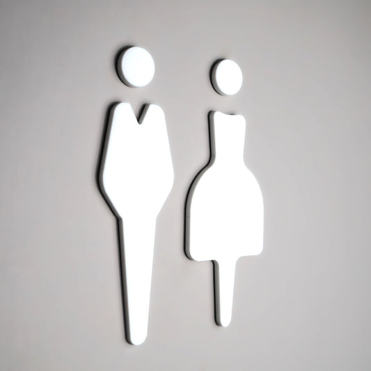 Toilet Door Sign Man Woman | Stone Texture Bathroom Wall Sign | White Acrylic