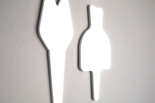 Toilet Door Sign Man Woman | Stone Texture Bathroom Wall Sign | White Acrylic