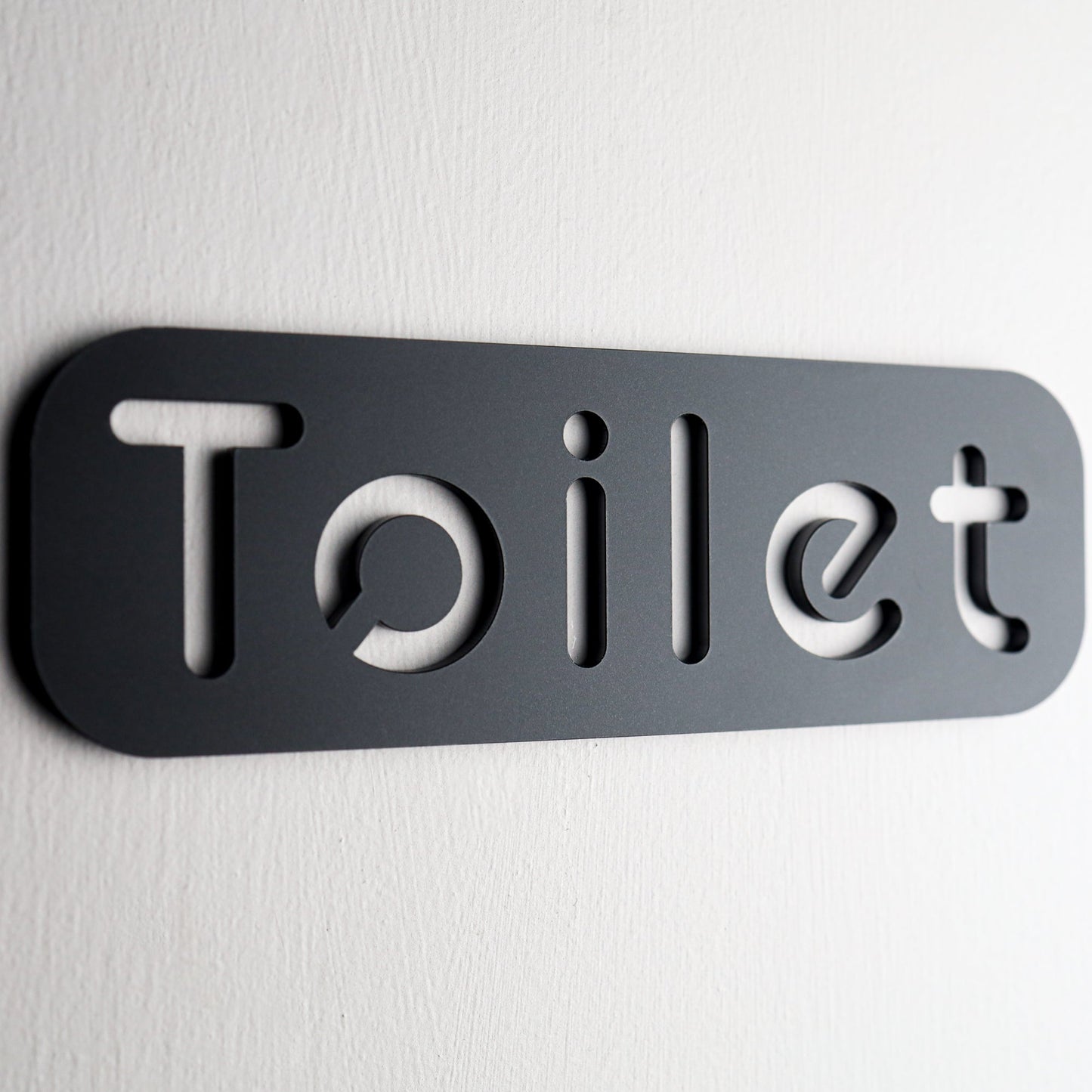 Premium Black Acrylic Toilet Door Sign with Stone Texture