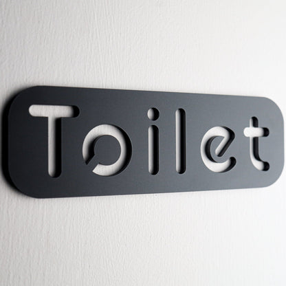 Premium Black Acrylic Toilet Door Sign with Stone Texture