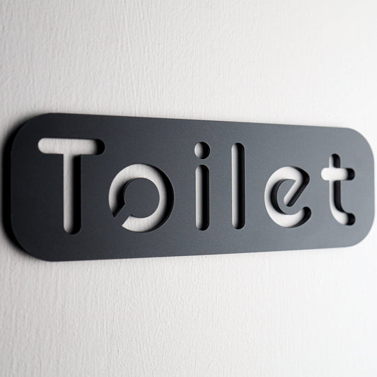 Premium Black Acrylic Toilet Door Sign with Stone Texture
