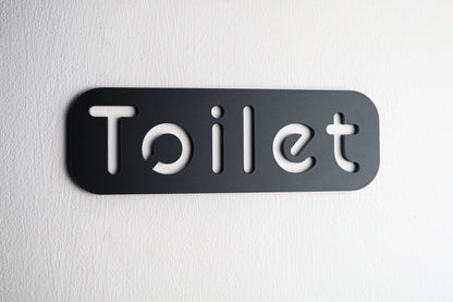 Premium Black Acrylic Toilet Door Sign with Stone Texture
