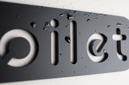Premium Black Acrylic Toilet Door Sign with Stone Texture