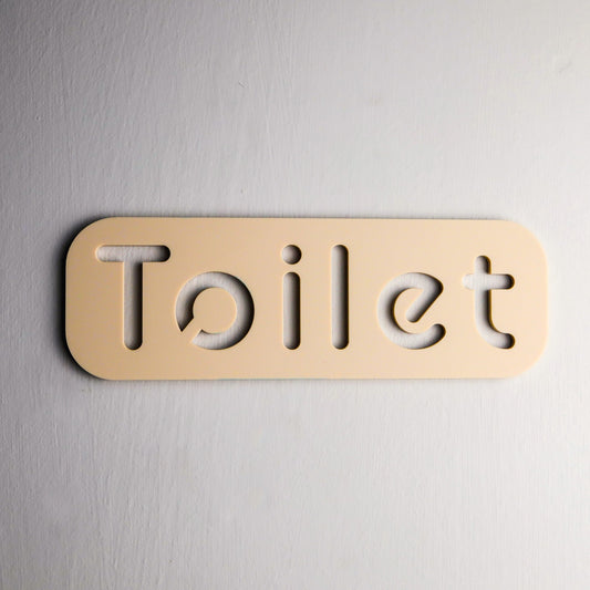 Premium Beige Acrylic Toilet Door Sign with Stone Texture