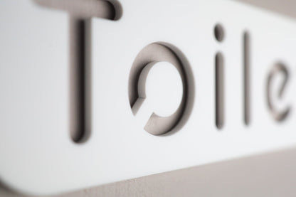 Premium White Acrylic Toilet Door Sign with Stone Texture