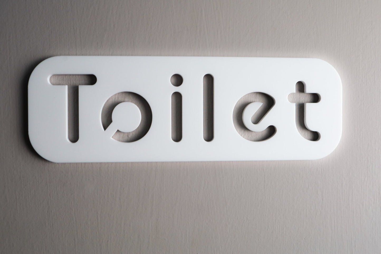 Premium White Acrylic Toilet Door Sign with Stone Texture