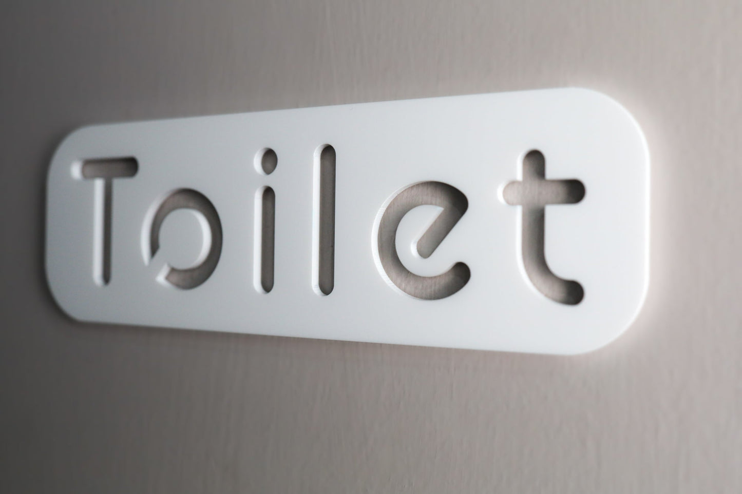 Premium White Acrylic Toilet Door Sign with Stone Texture