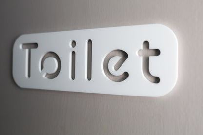 Premium White Acrylic Toilet Door Sign with Stone Texture