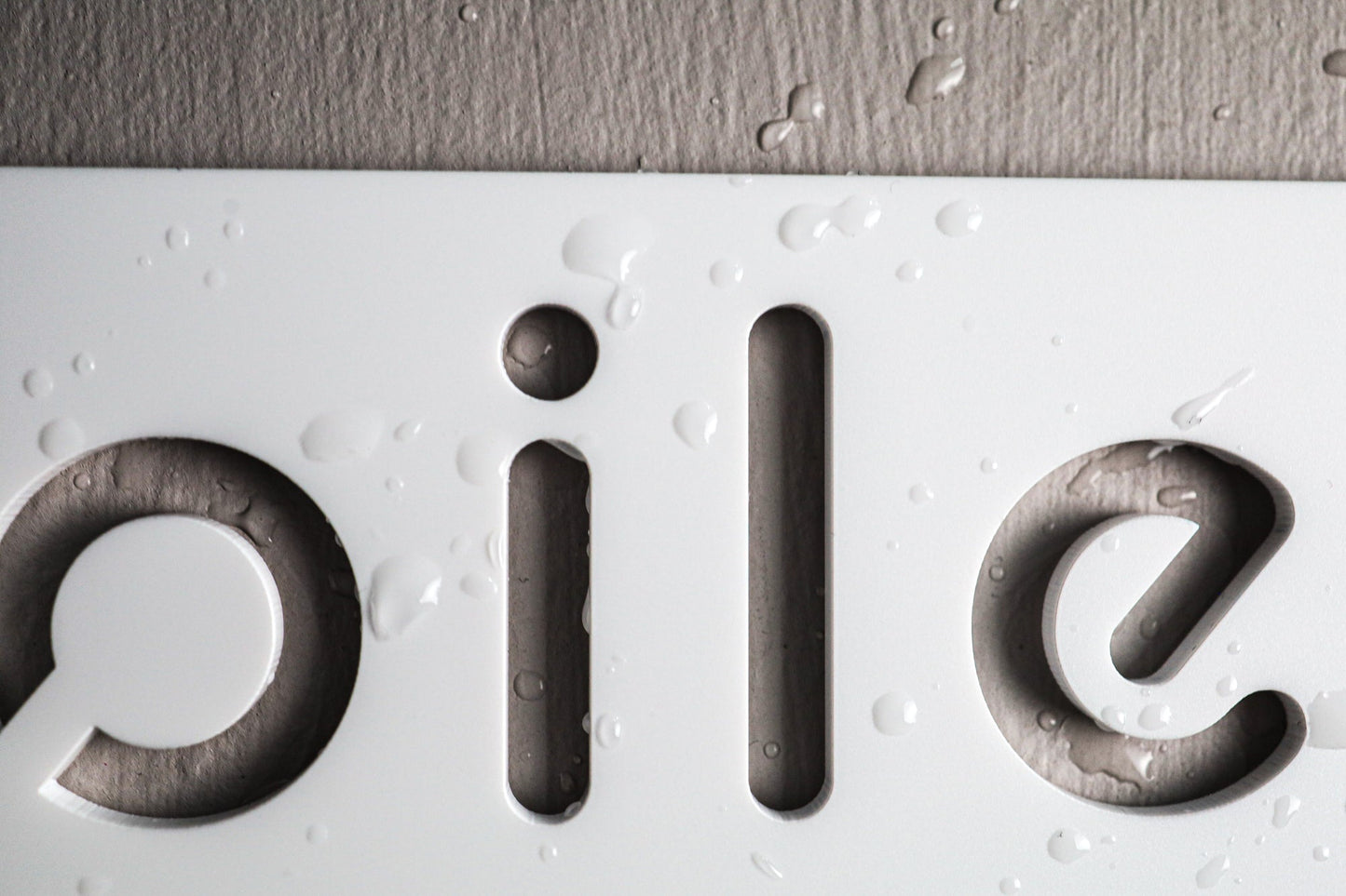 Premium White Acrylic Toilet Door Sign with Stone Texture