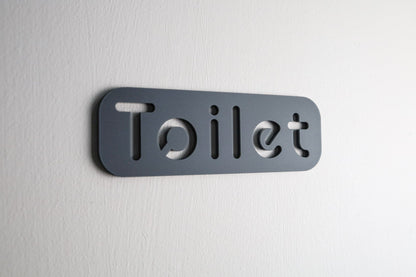 Premium Grey Acrylic Toilet Door Sign with Stone Texture