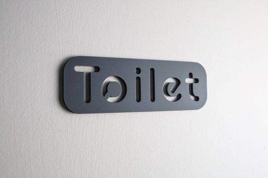 Premium Grey Acrylic Toilet Door Sign with Stone Texture