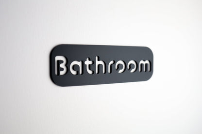 Minimalist Black Bathroom Sign - Waterproof Stone Texture Acrylic