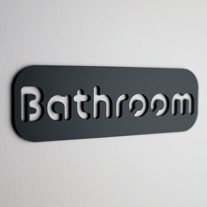 Minimalist Black Bathroom Sign - Waterproof Stone Texture Acrylic