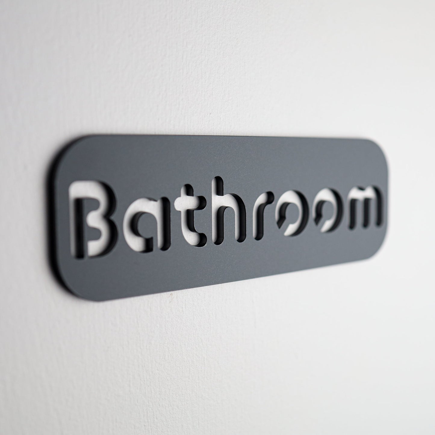 Minimalist Black Bathroom Sign - Waterproof Stone Texture Acrylic