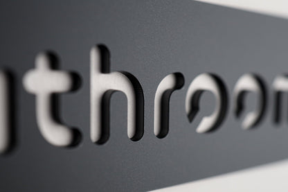 Minimalist Black Bathroom Sign - Waterproof Stone Texture Acrylic