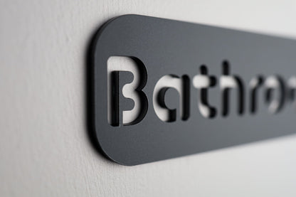 Minimalist Black Bathroom Sign - Waterproof Stone Texture Acrylic