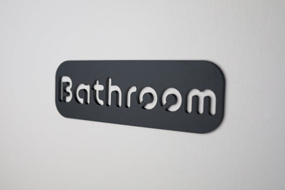Minimalist Black Bathroom Sign - Waterproof Stone Texture Acrylic