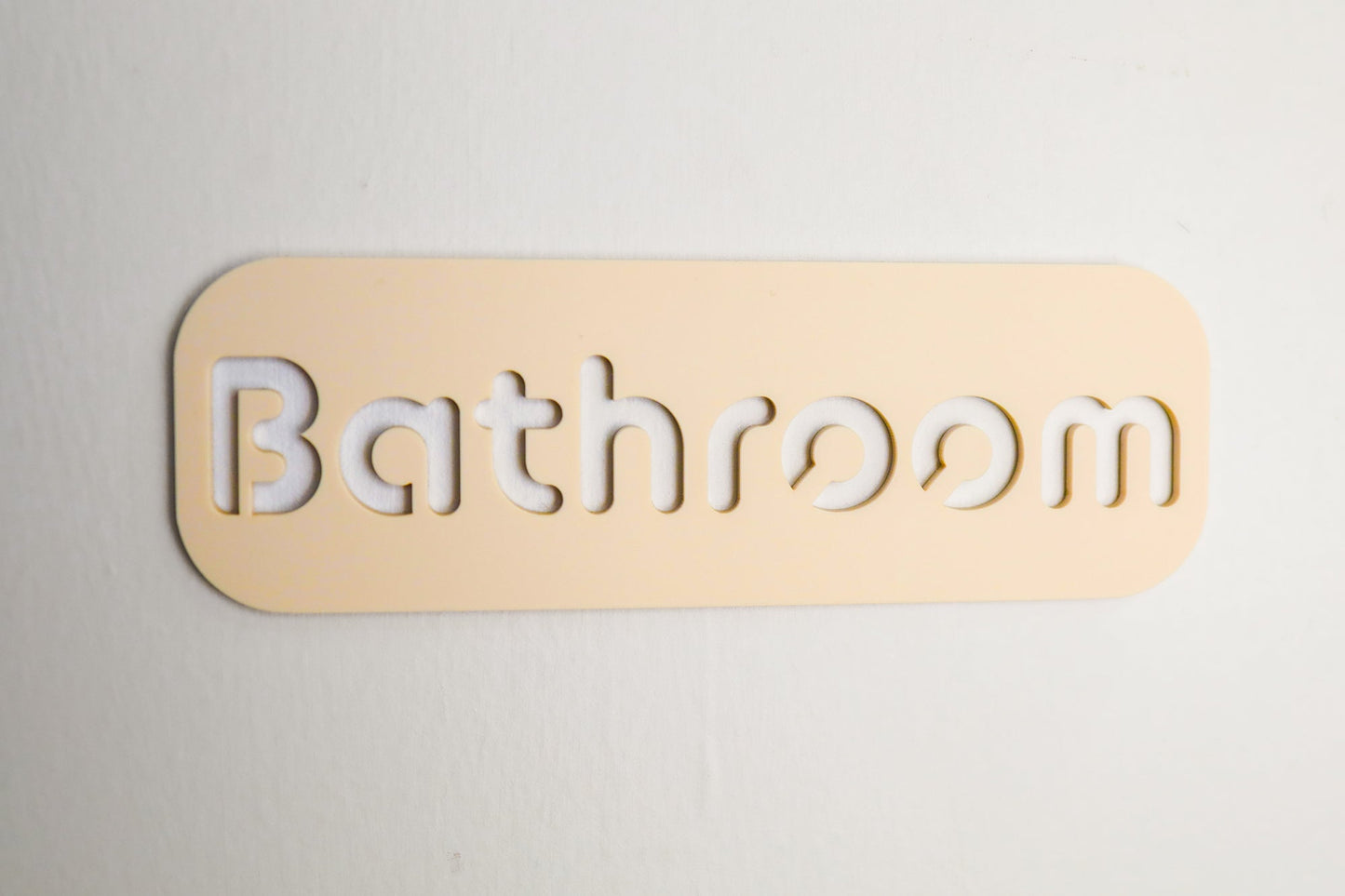 Minimalist Beige Bathroom Sign - Waterproof Stone Texture Acrylic