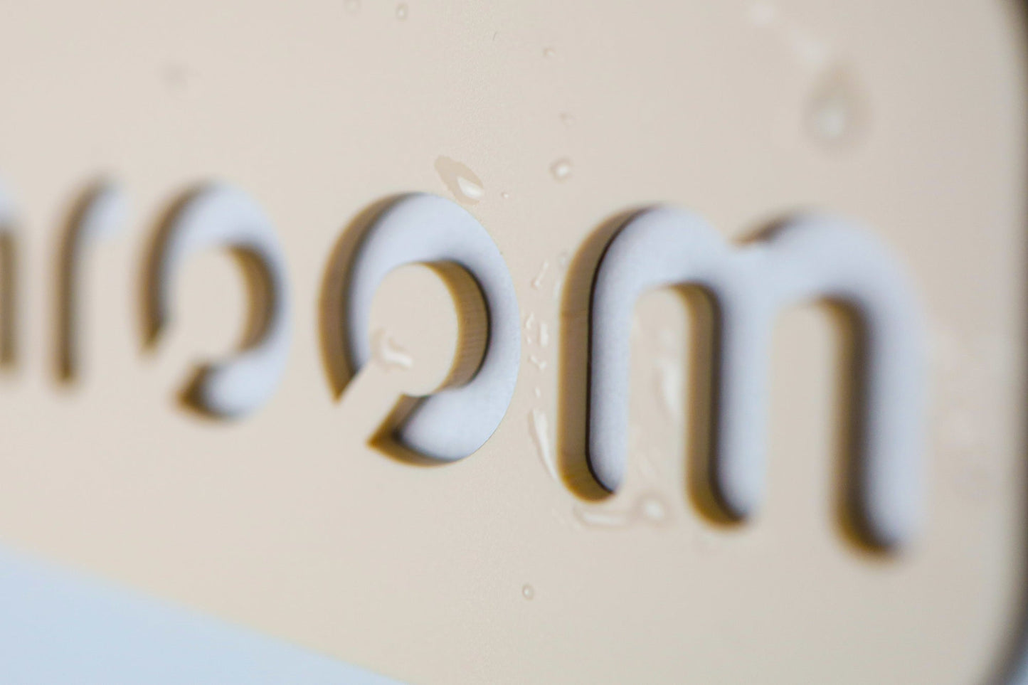 Minimalist Beige Bathroom Sign - Waterproof Stone Texture Acrylic