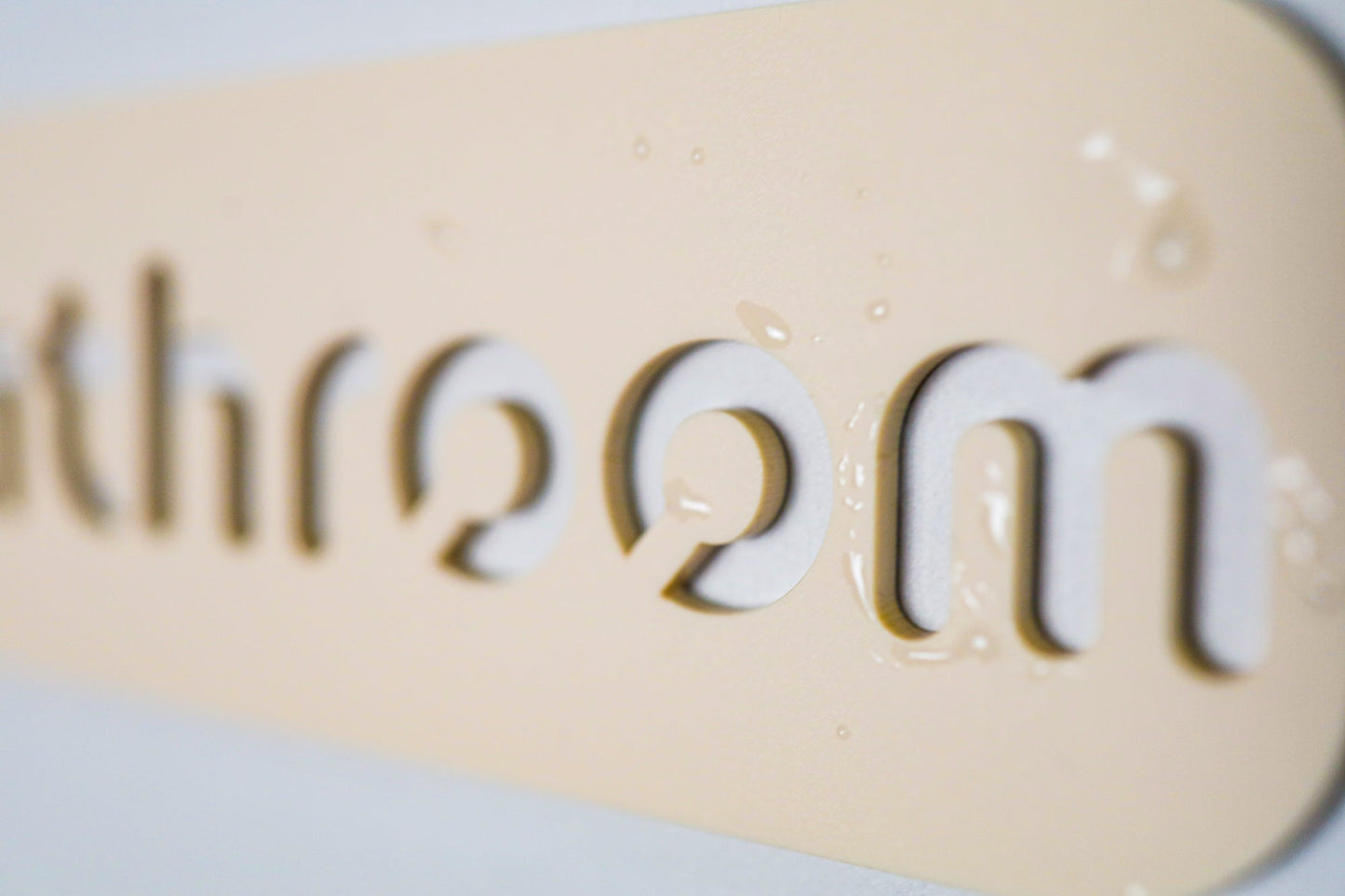 Minimalist Beige Bathroom Sign - Waterproof Stone Texture Acrylic