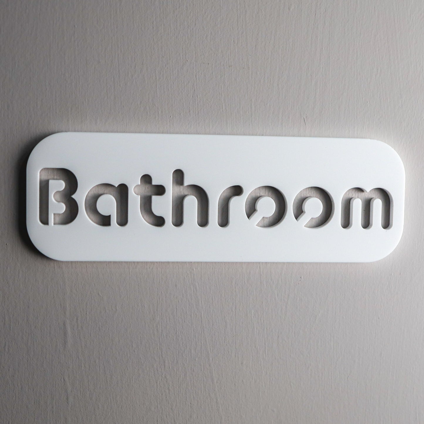 Minimalist White Bathroom Sign - Waterproof Stone Texture Acrylic