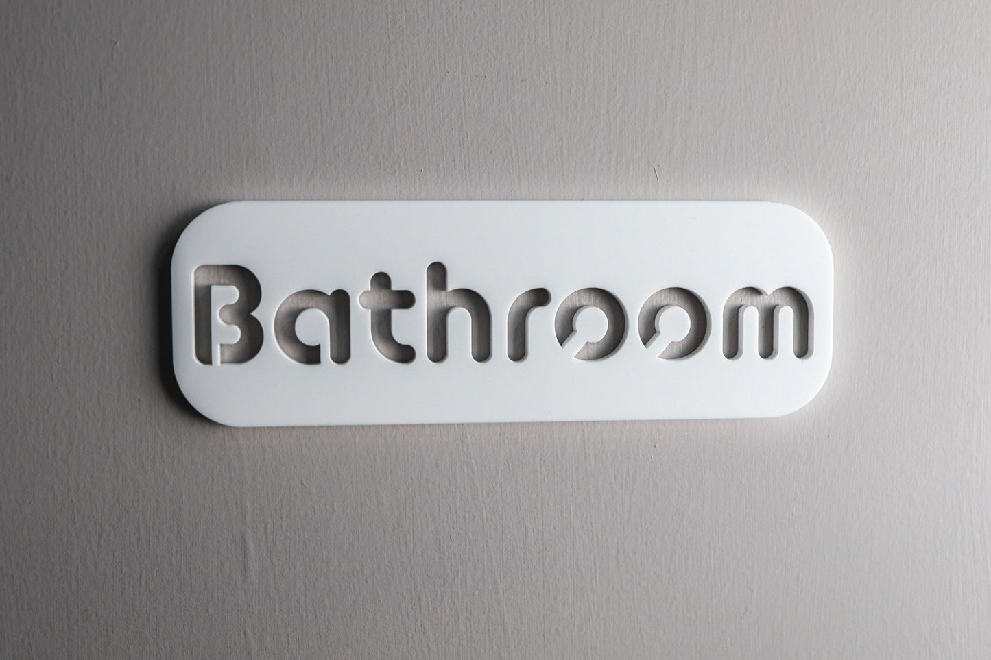 Minimalist White Bathroom Sign - Waterproof Stone Texture Acrylic