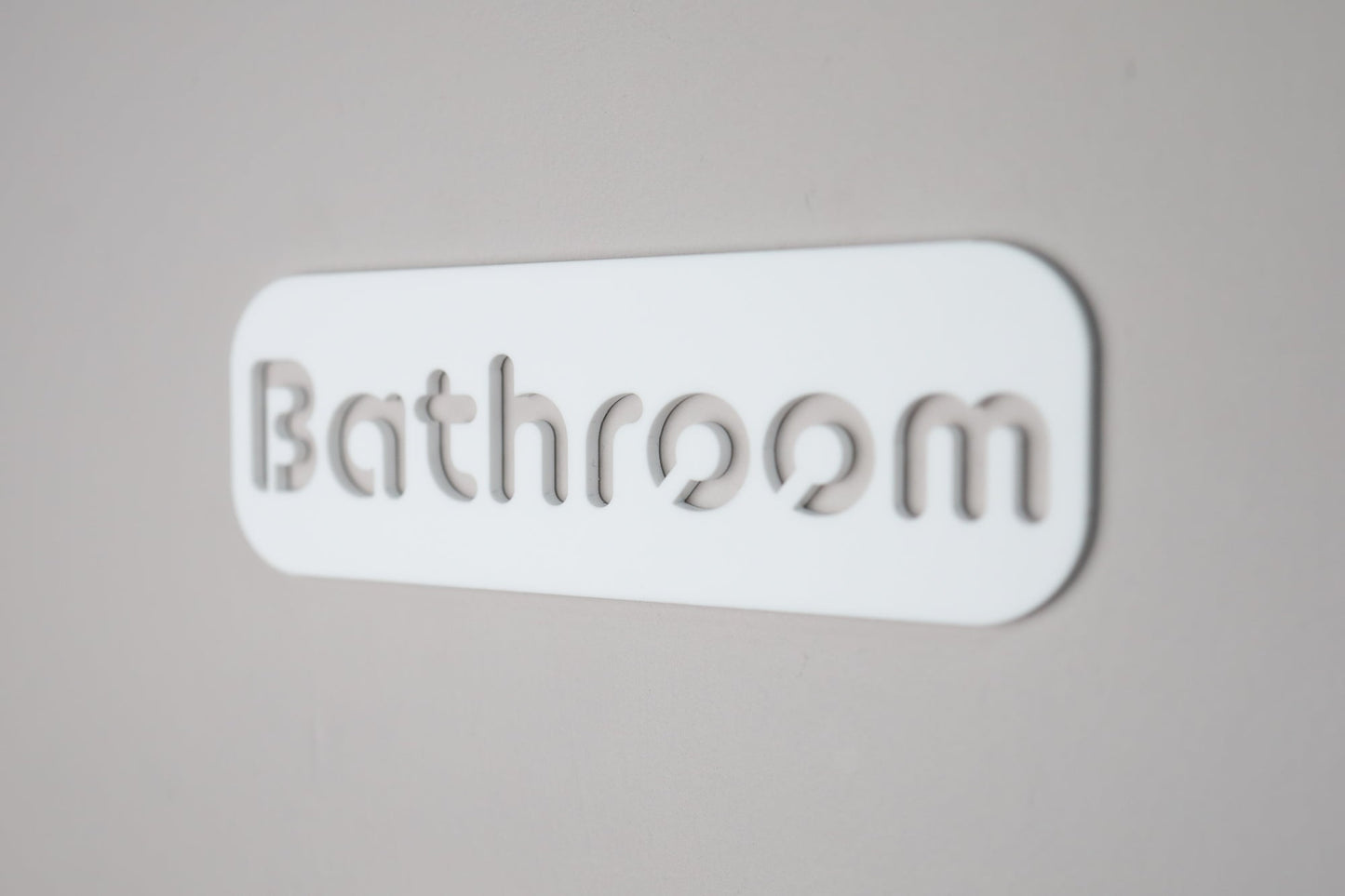 Minimalist White Bathroom Sign - Waterproof Stone Texture Acrylic