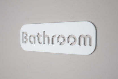 Minimalist White Bathroom Sign - Waterproof Stone Texture Acrylic